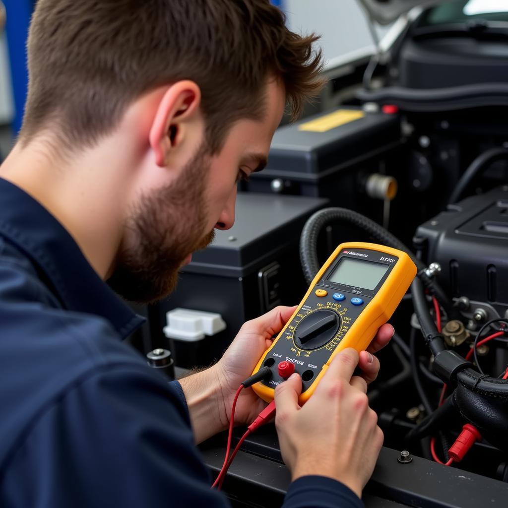 ASE A6 Technician Working on Car Electrical System