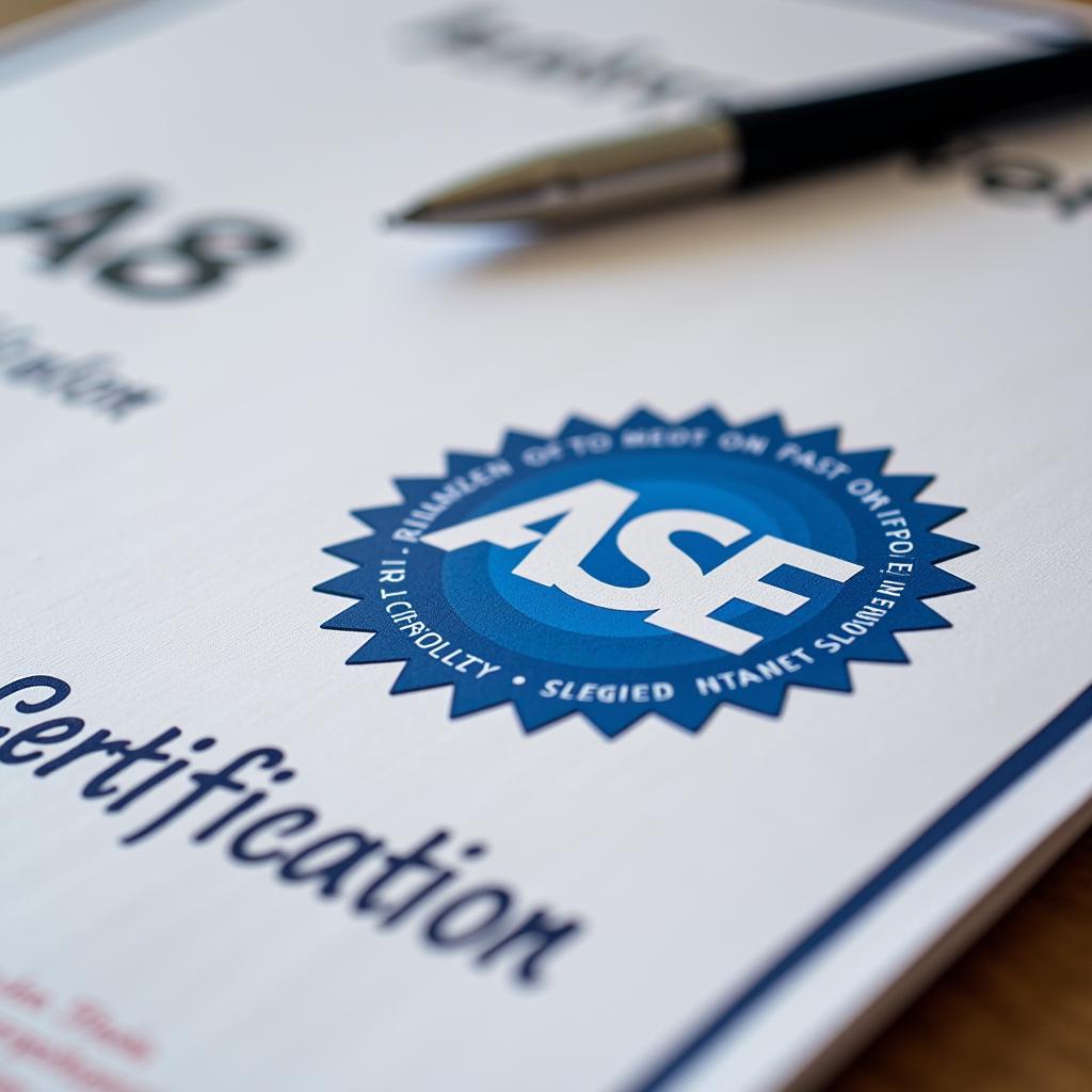 ASE A8 Certificate Achievement