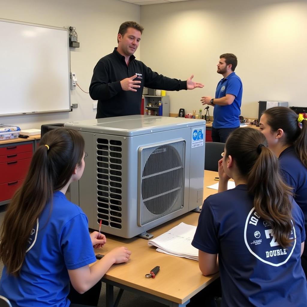 Students learning about AC systems in a St. Louis classroom