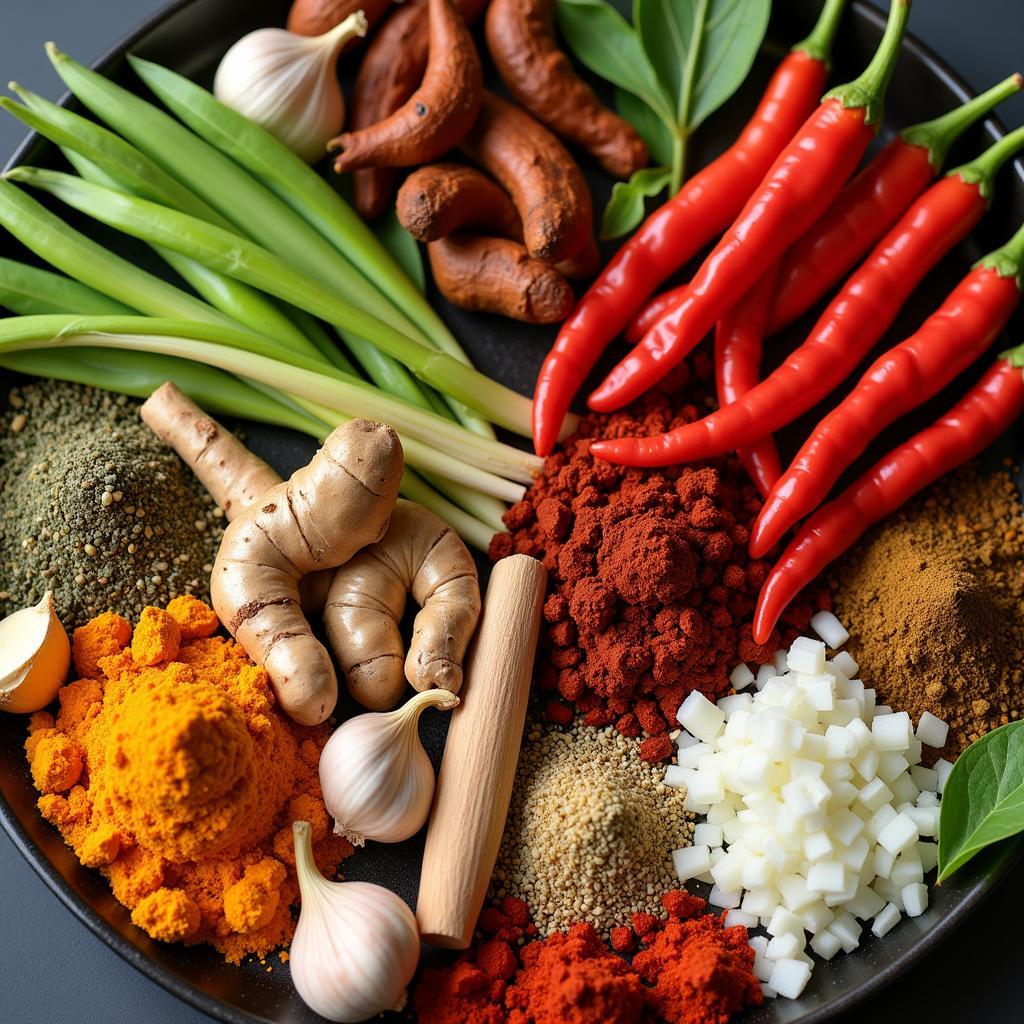 Ingredients and Spices for Ase Carne