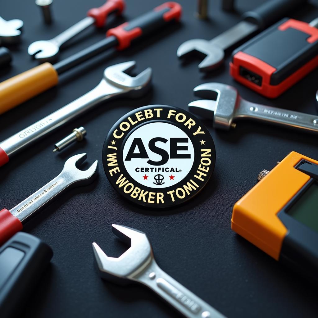 ASE Certification Logo and Technician Tools