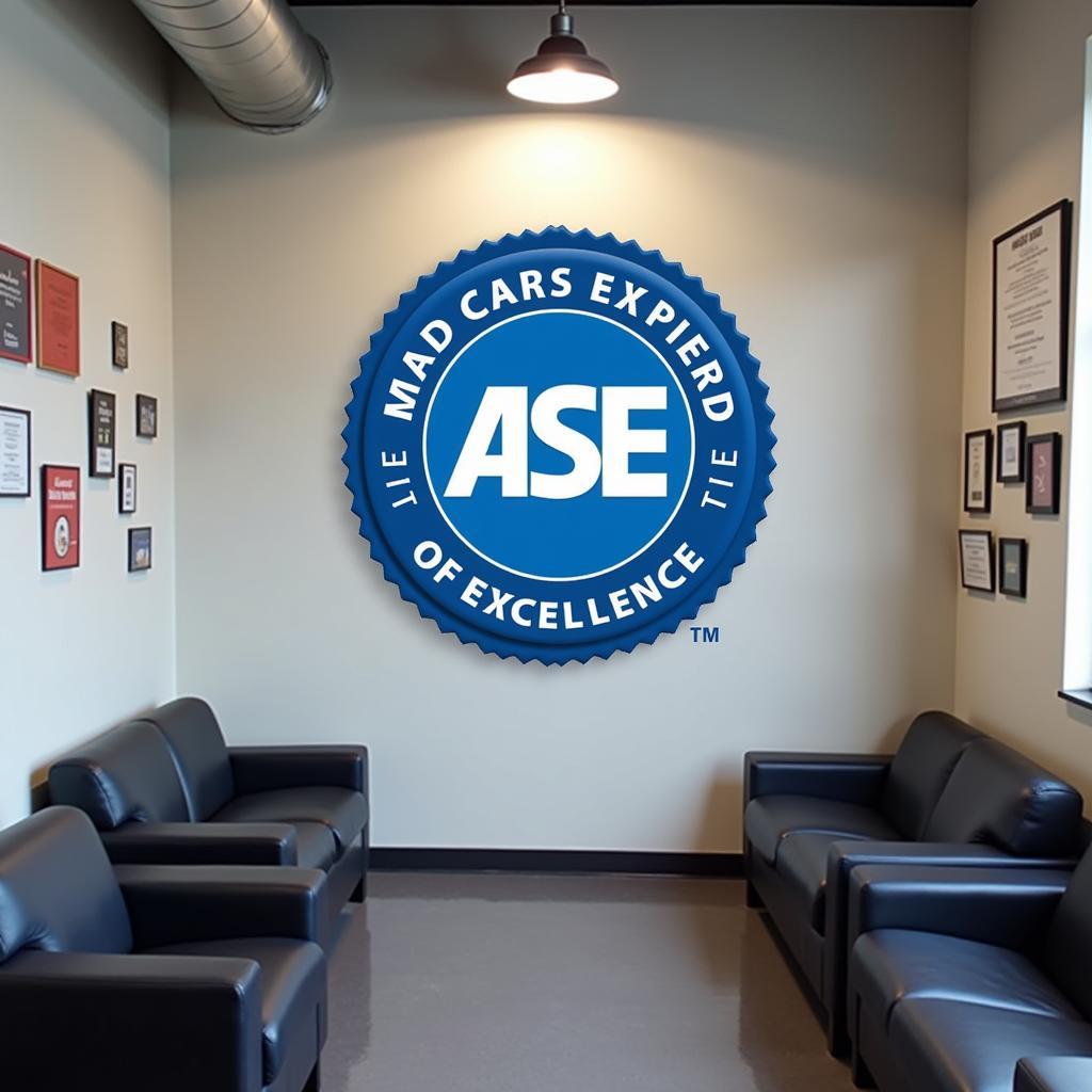 ASE Certification Logo Displayed in a Repair Shop