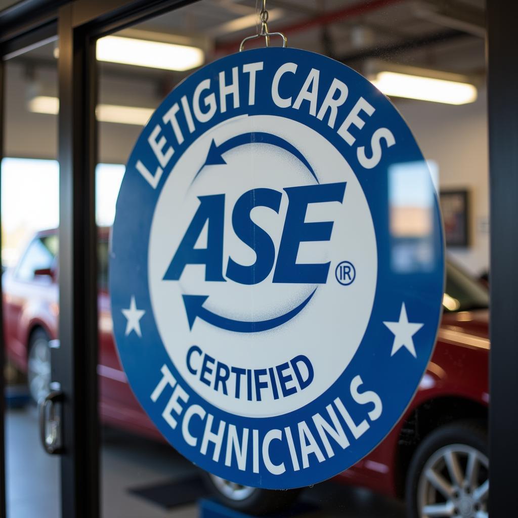 ASE Certification Logo Displayed in a Repair Shop