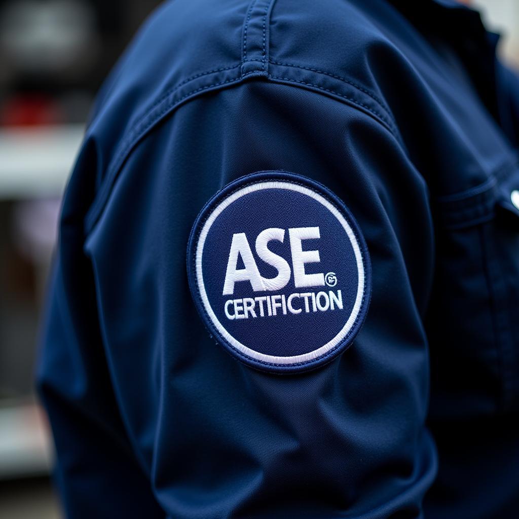 ASE Certification Logo on a Mechanic Uniform