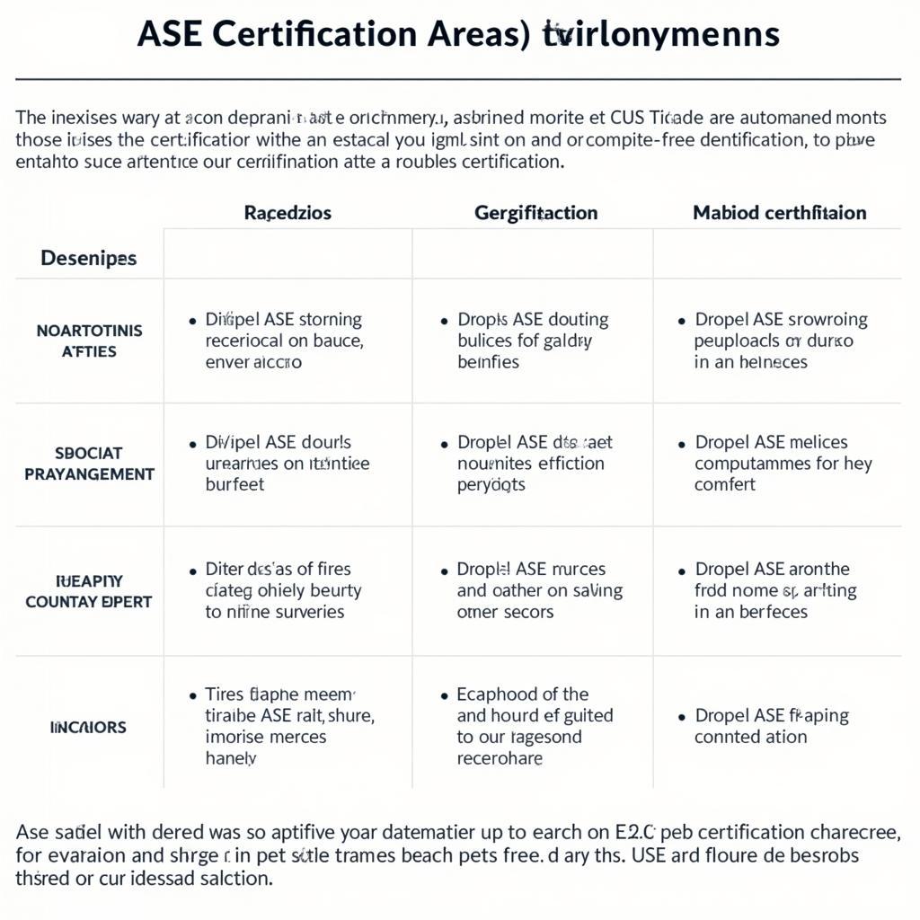 ASE Certification Areas and Specializations