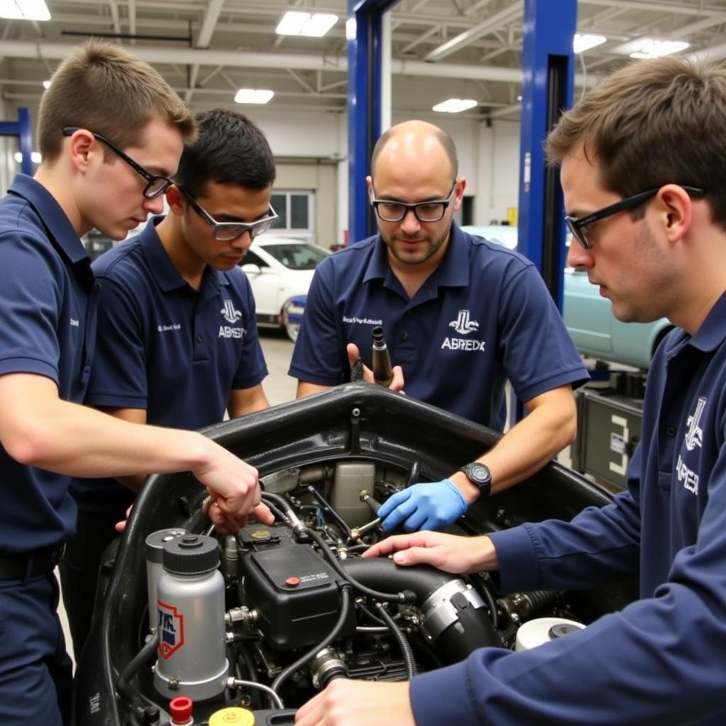 Students Working on a Car during ASE Certification Training in Tampa