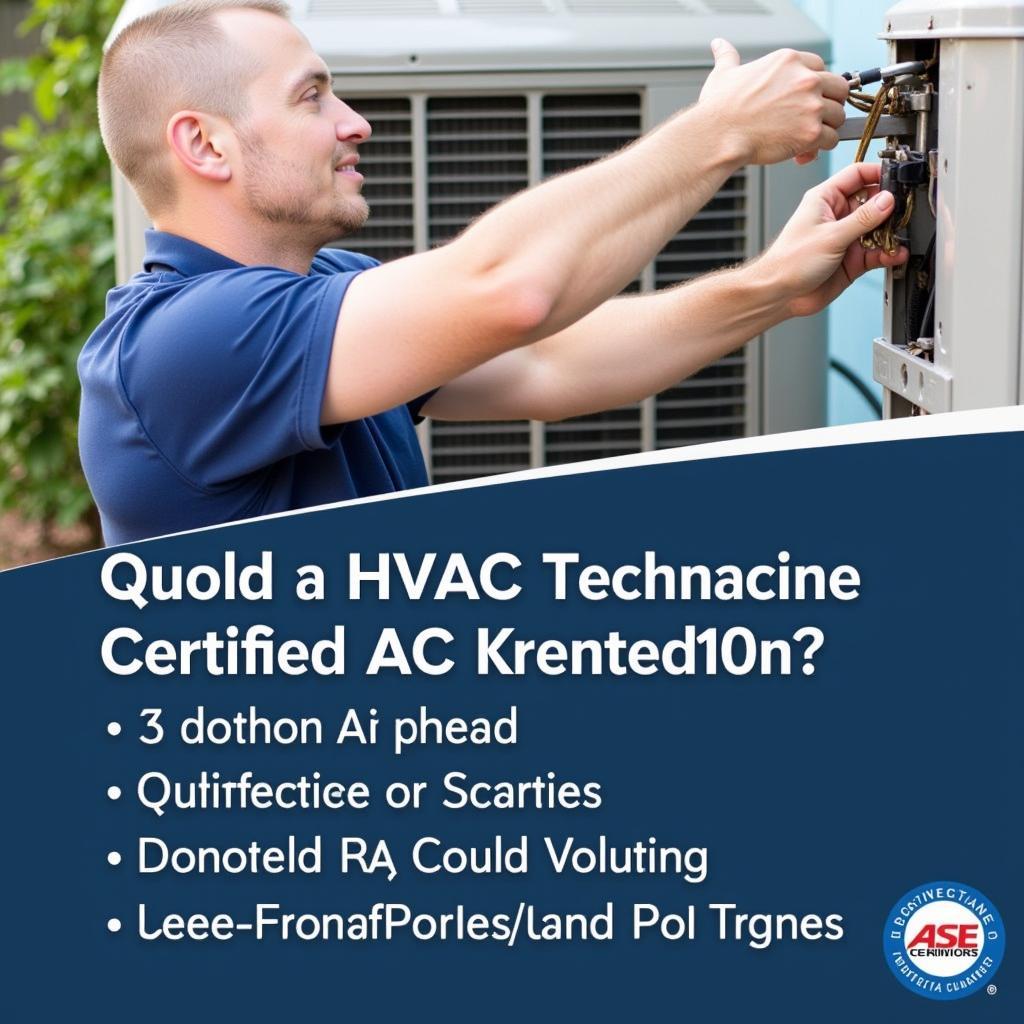 ASE Certified HVAC Technician Working on Air Conditioner