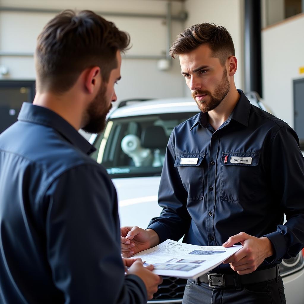 ASE-Certified Mechanic Explaining Repairs to a Customer in Anderson, CA