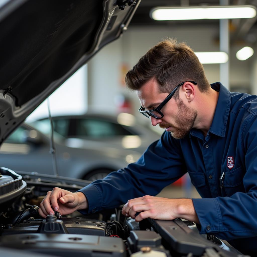 ASE-Certified Mechanic Working on an Engine in Anderson, CA