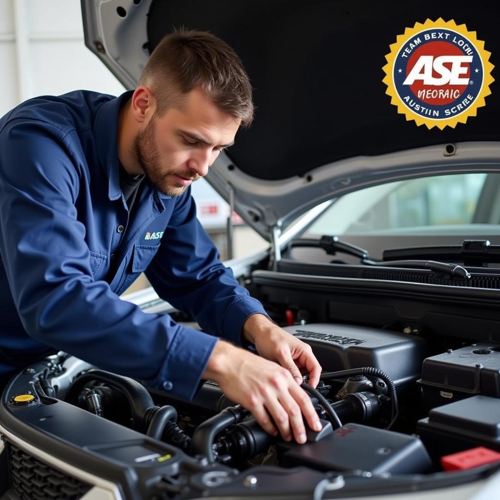 ASE Certified Mechanic in Austin, TX Working on a Car