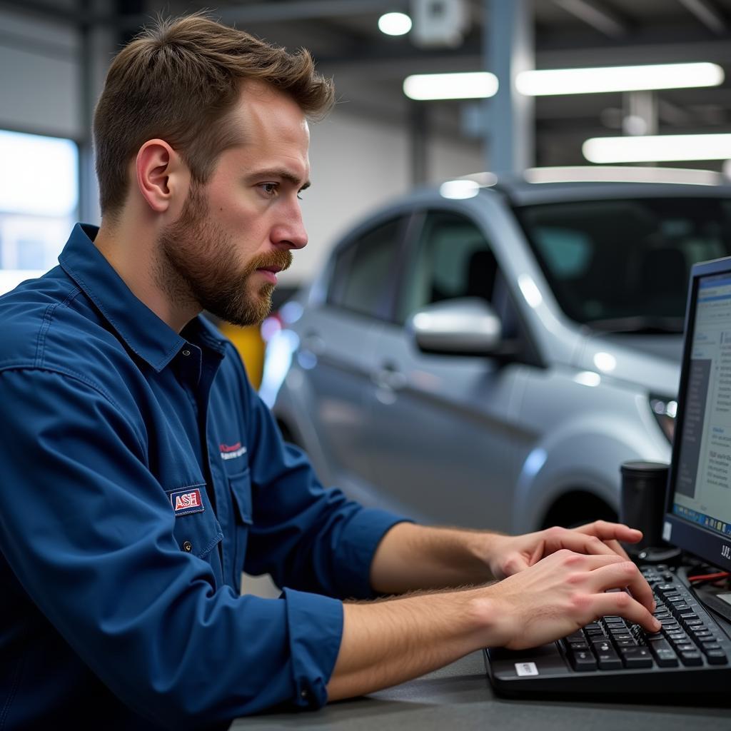 ASE Certified Mechanic with Diagnostic Tools