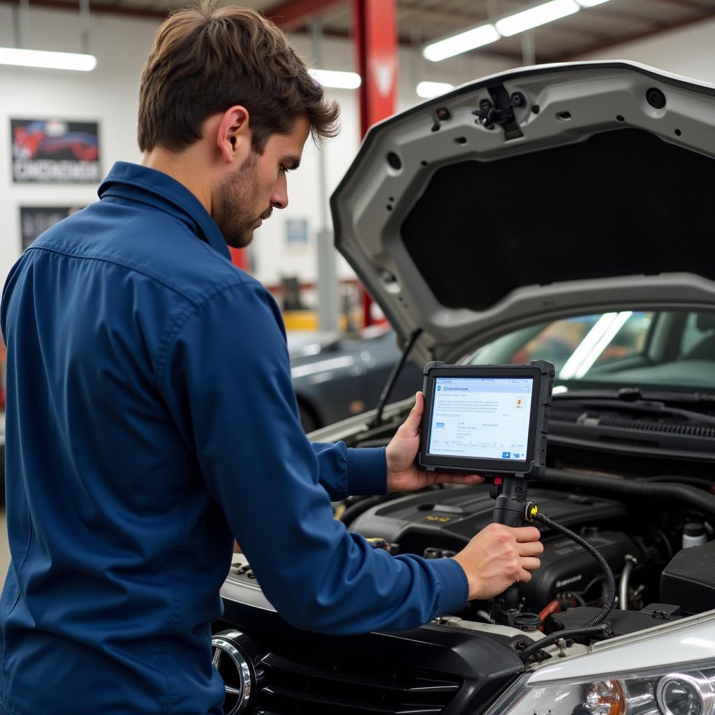 ASE Certified Mechanic in Raton, NM Using Diagnostic Tools