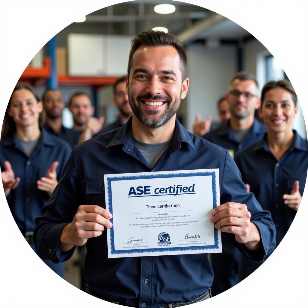 ASE Certified Mechanic Receiving Award