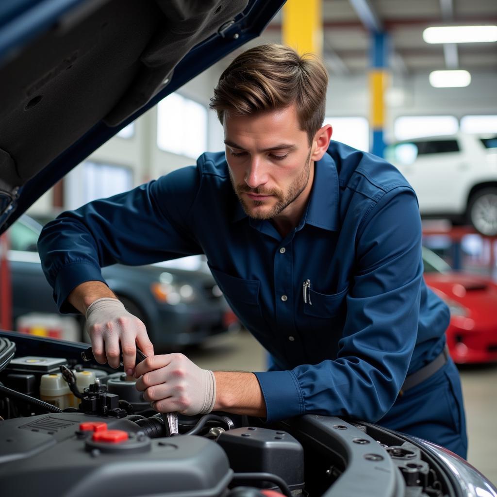 ASE Certified Mechanic in Temecula Working on a Car