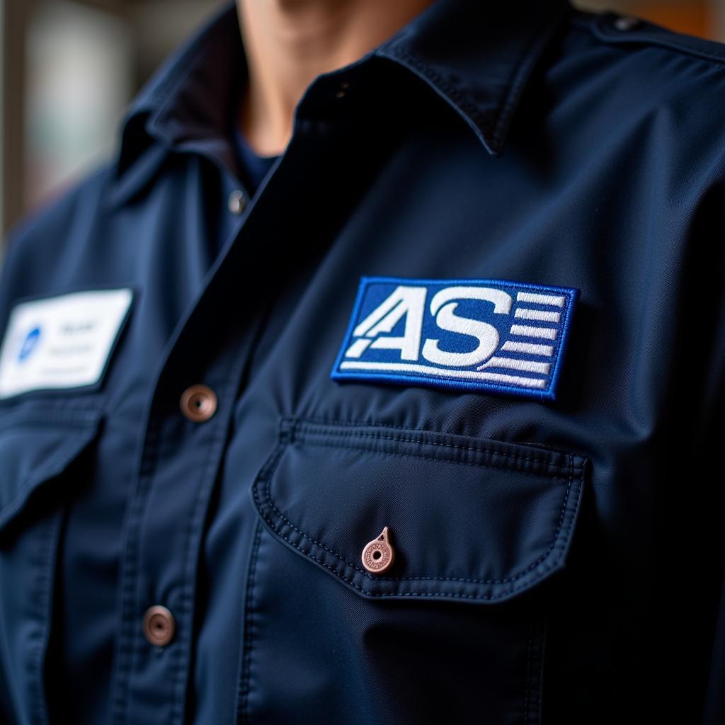 ASE Certified Mechanic Proudly Displaying Patch