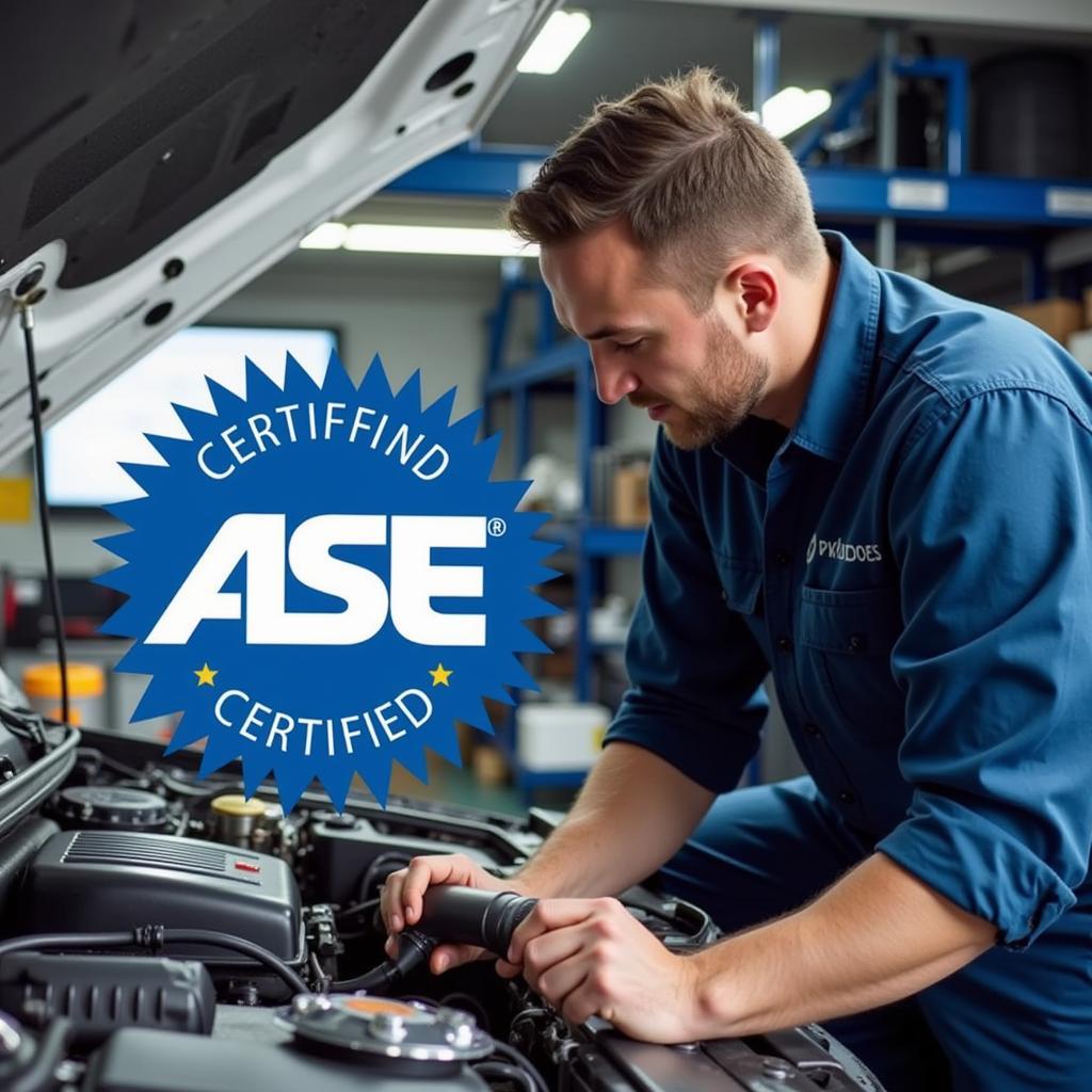 ASE Certified Mechanic Working