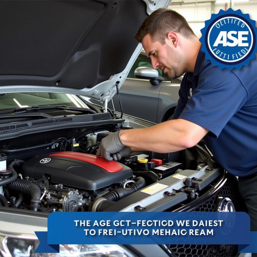 ASE Certified Mechanic Working on a Car