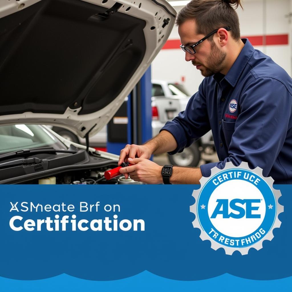 ASE certified mechanic working on a car