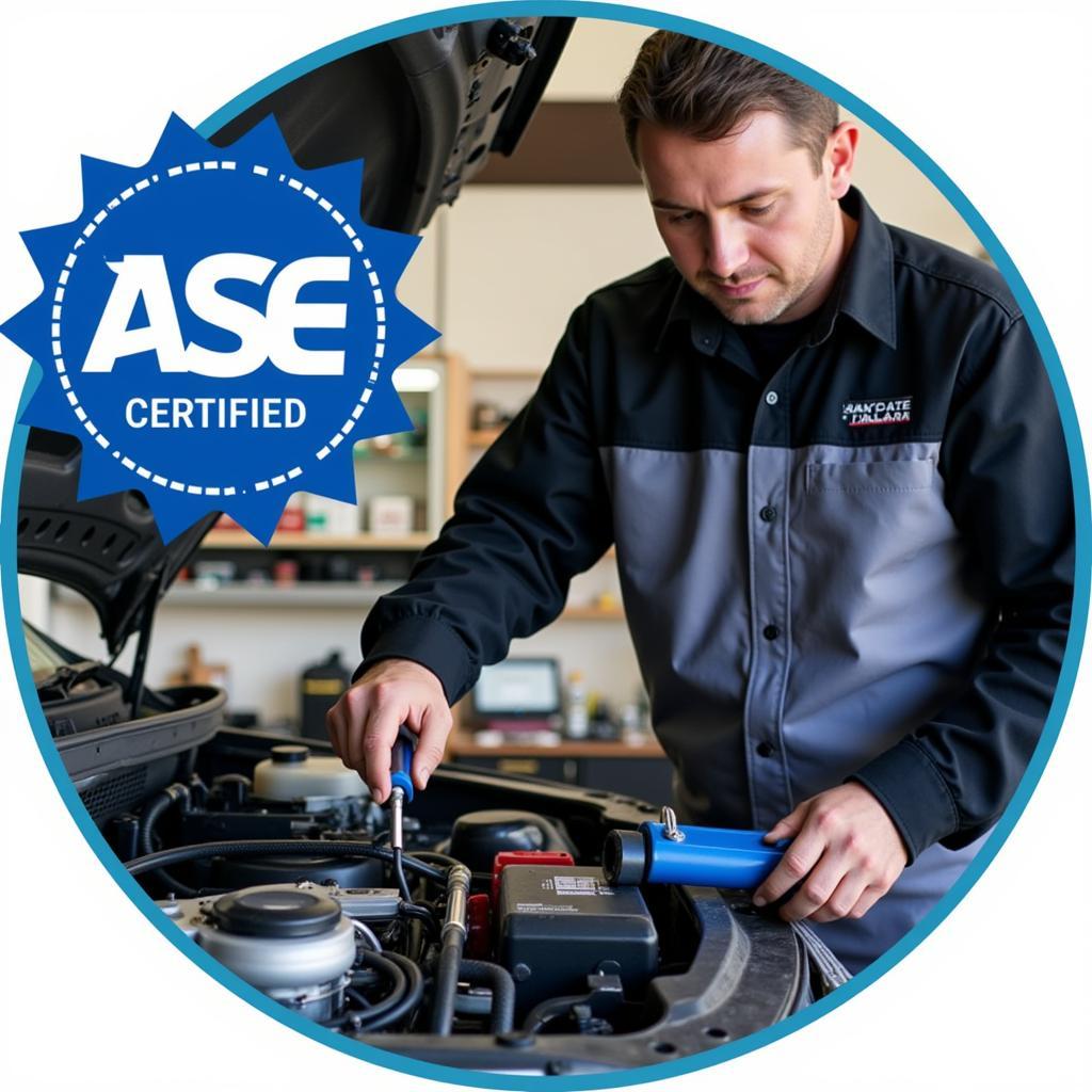 ASE Certified Mechanic Performing Vehicle Maintenance