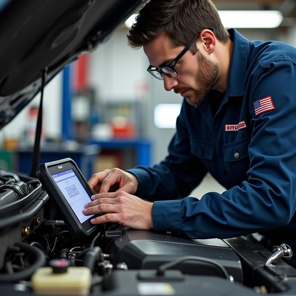 ASE Certified Mechanic Working on a Car