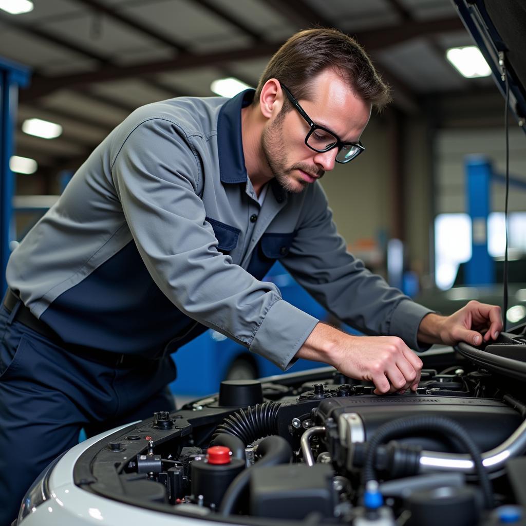 ASE Certified Mechanic Performing Vehicle Repair