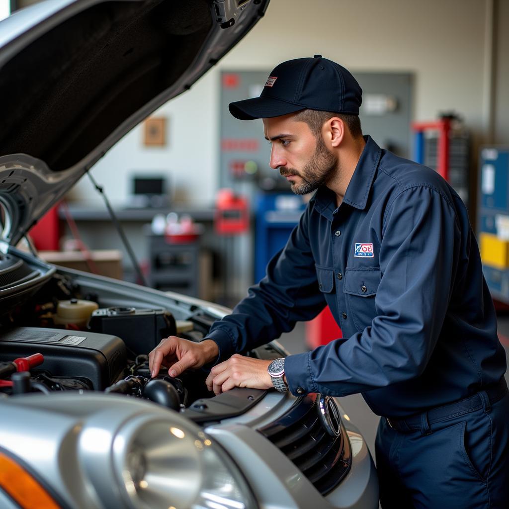 ASE Certified Mechanic Working on a Car in Oakland