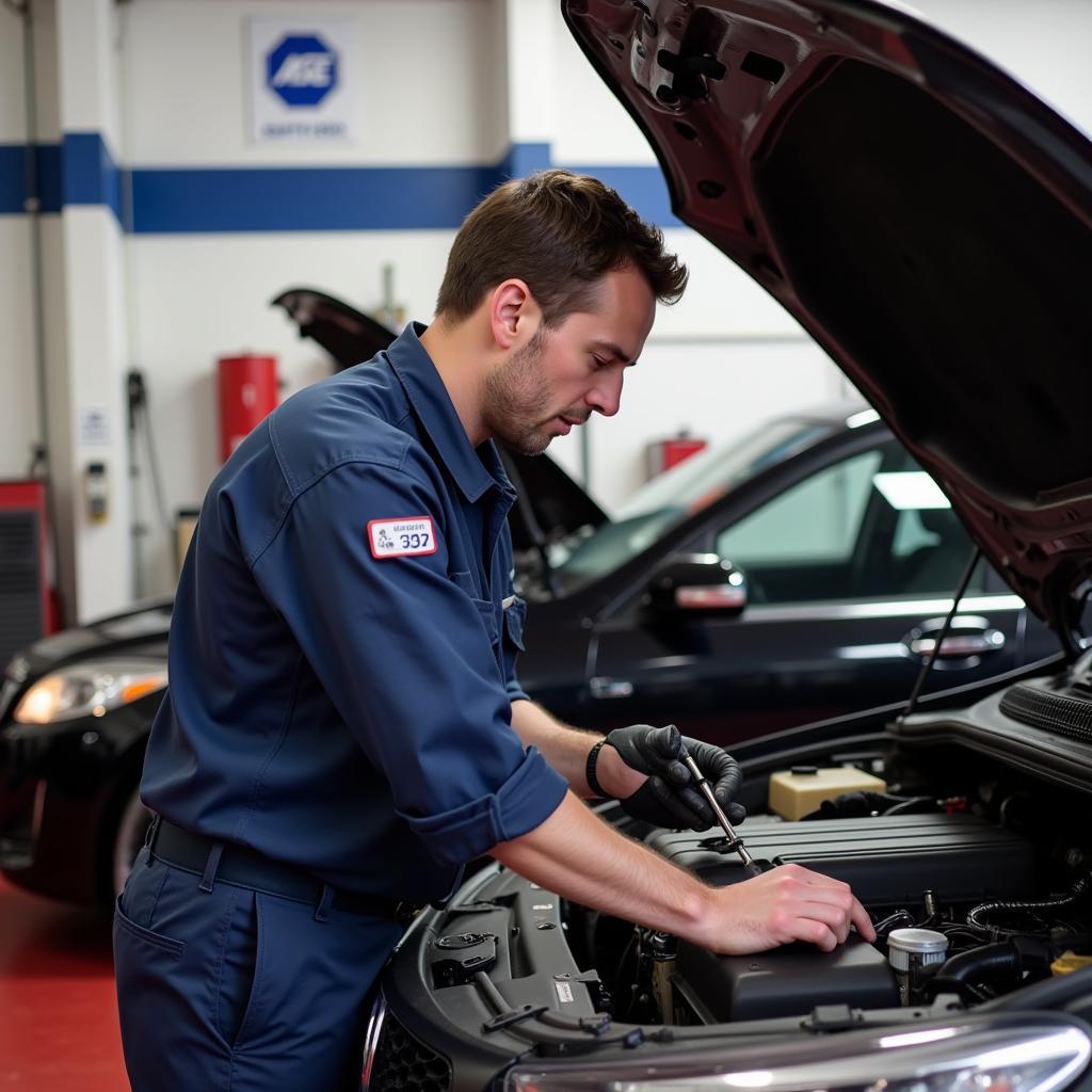 ASE Certified Mechanic Working on a Car in Manhattan, KS