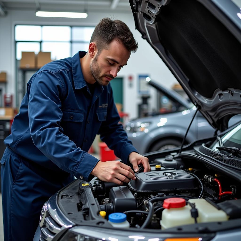 ASE Certified Mechanic Working on an Engine