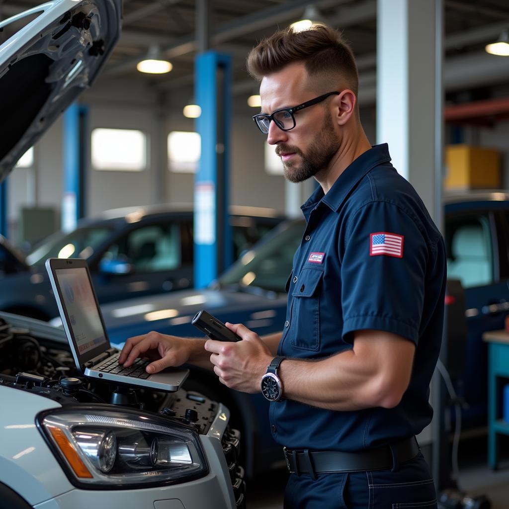 ASE Certified Mechanic Working on a Modern Car