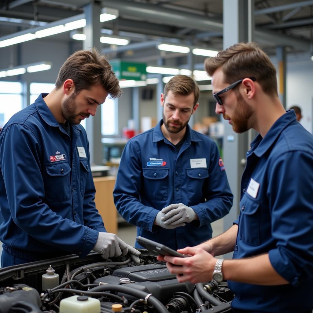 ASE Certified Mechanics in a Workshop