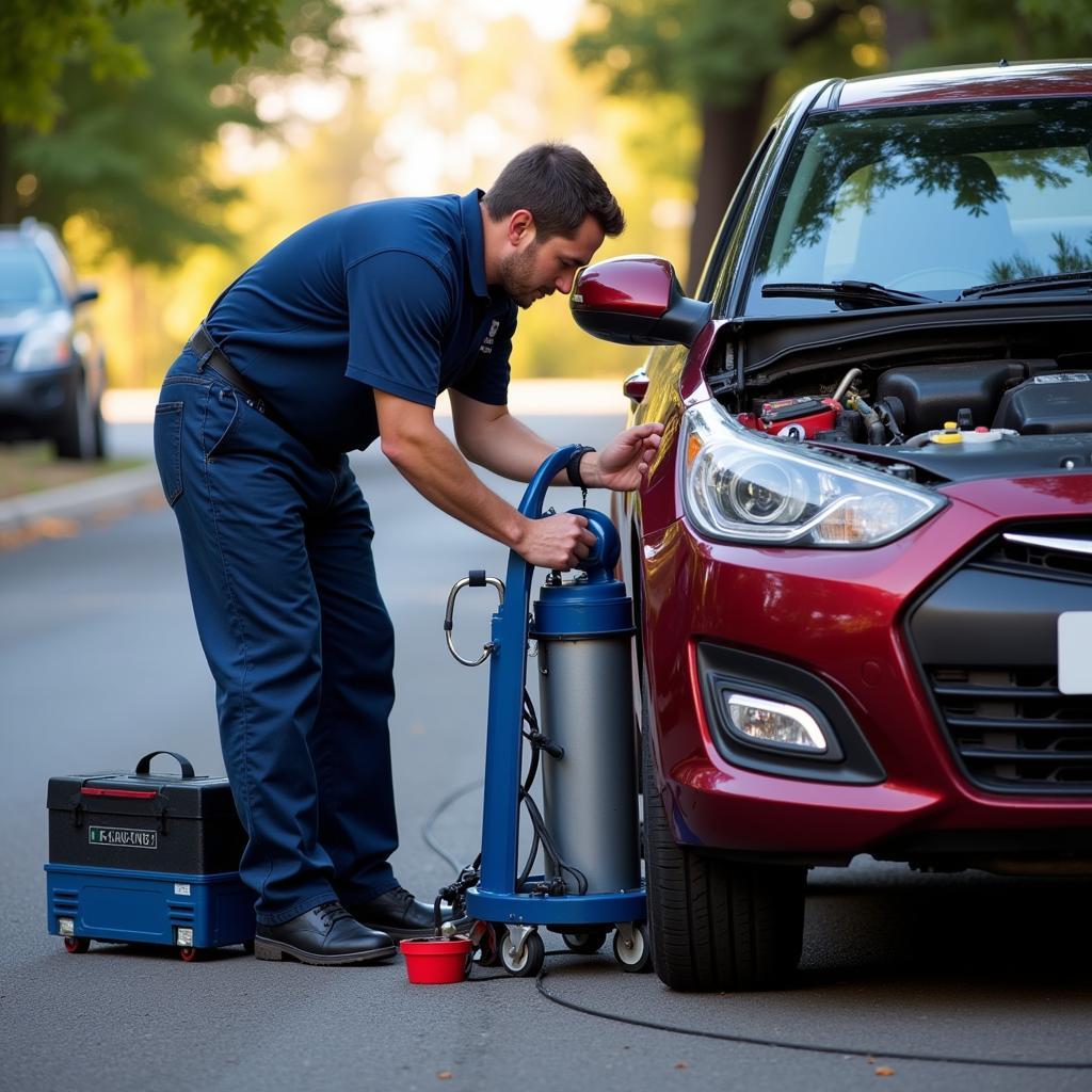 ASE Certified Mobile Mechanic Working on a Car