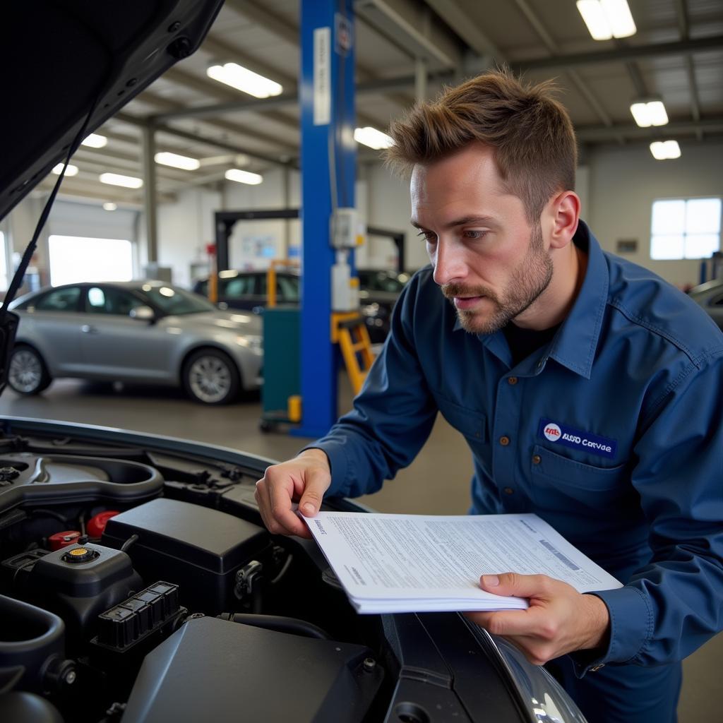 ASE Certified Technician Performing Inspection