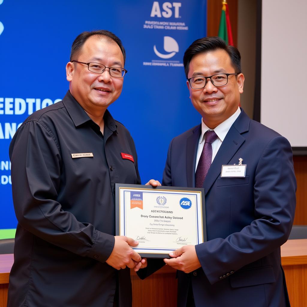 ASE Certified Technician Receiving Award