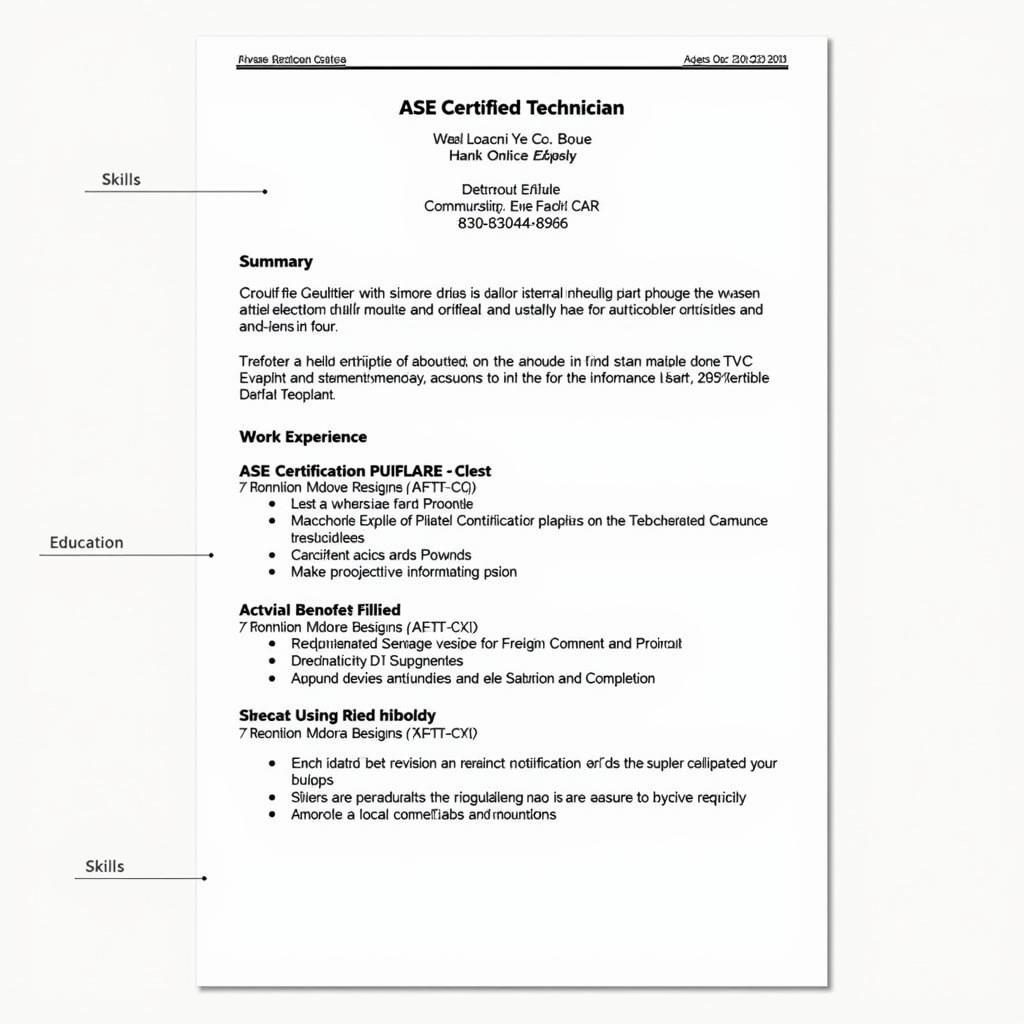 Example of a well-structured ASE certified technician resume