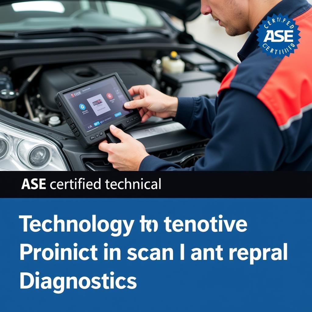 ASE Certified Technician Using Diagnostic Tool