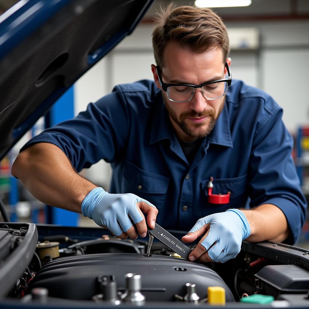 ASE Certified Technician Using Metric Tools