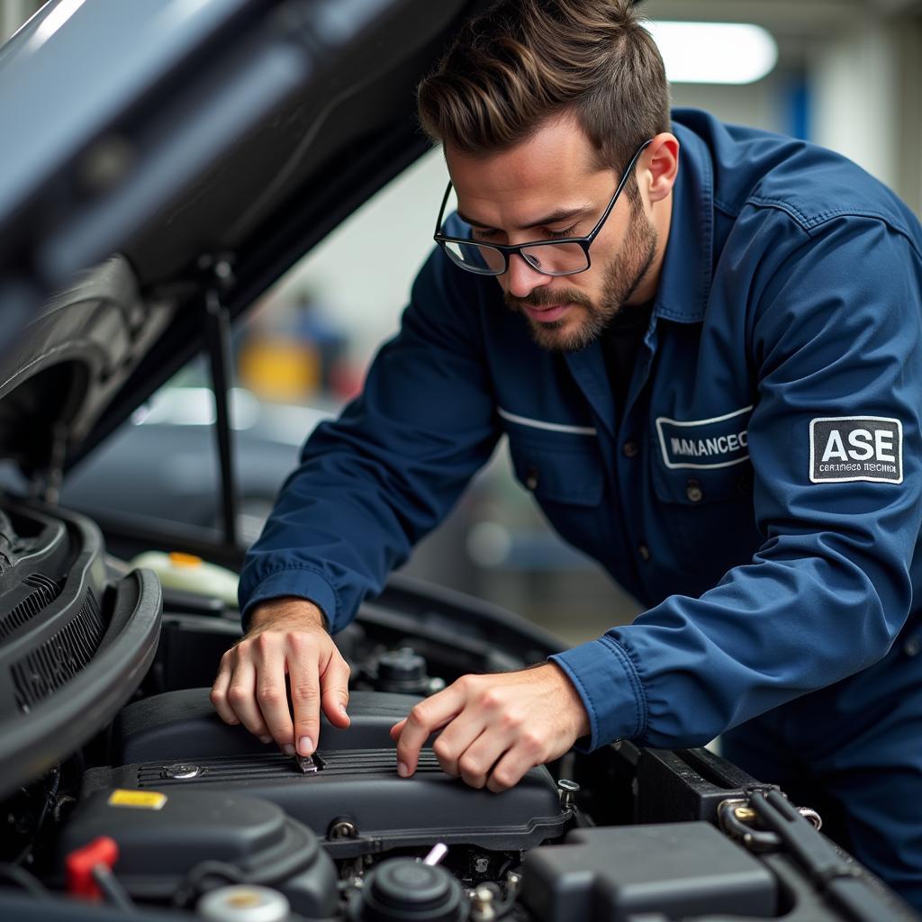 ASE Certified Technician Working