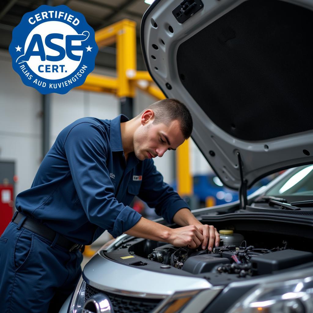 ASE Certified Technician Working