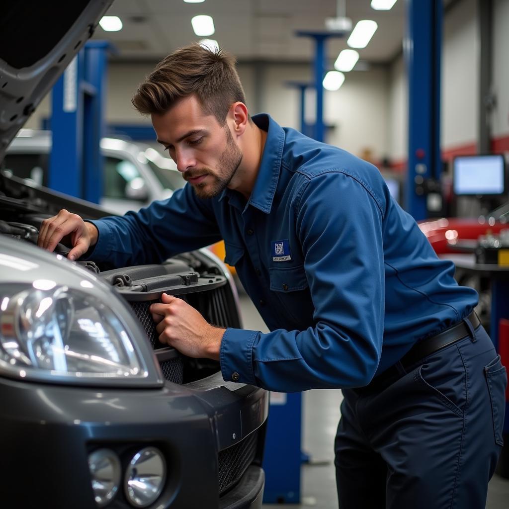 ASE Certified Technician Working