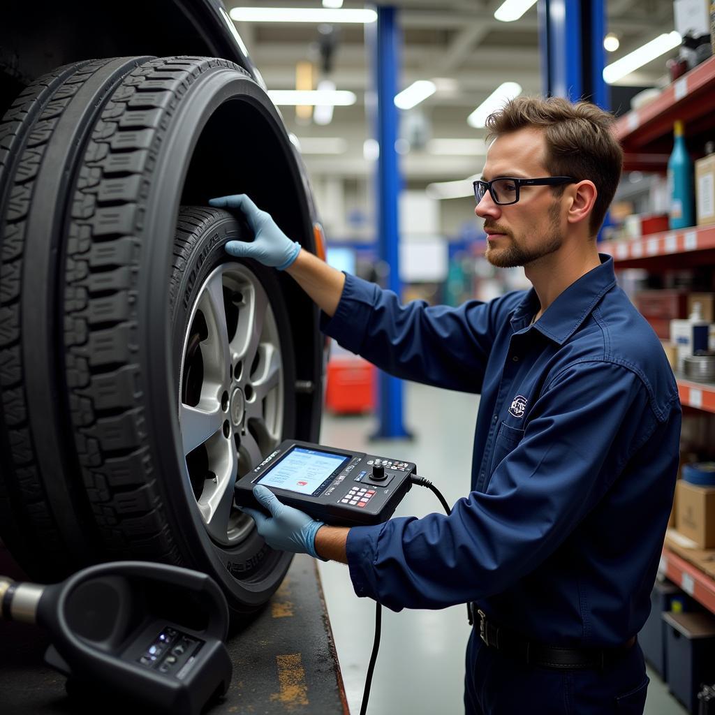 ASE Certified Technician Working on a Car