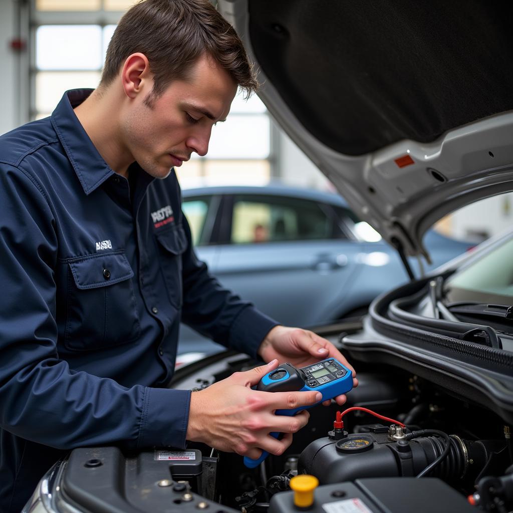 ASE Certified Technician Working on a Vehicle HVAC System