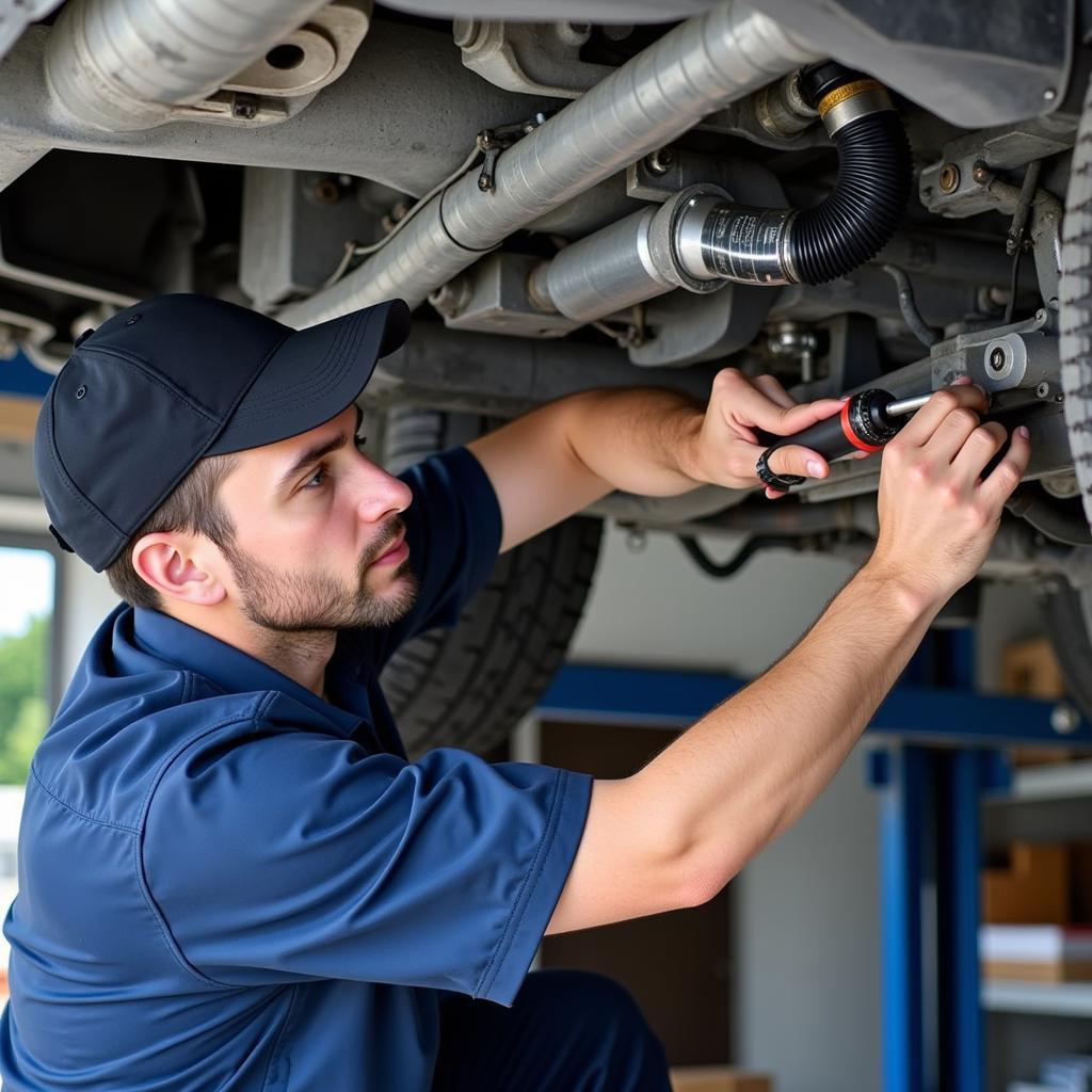 ASE Certified Technician Working on AC System