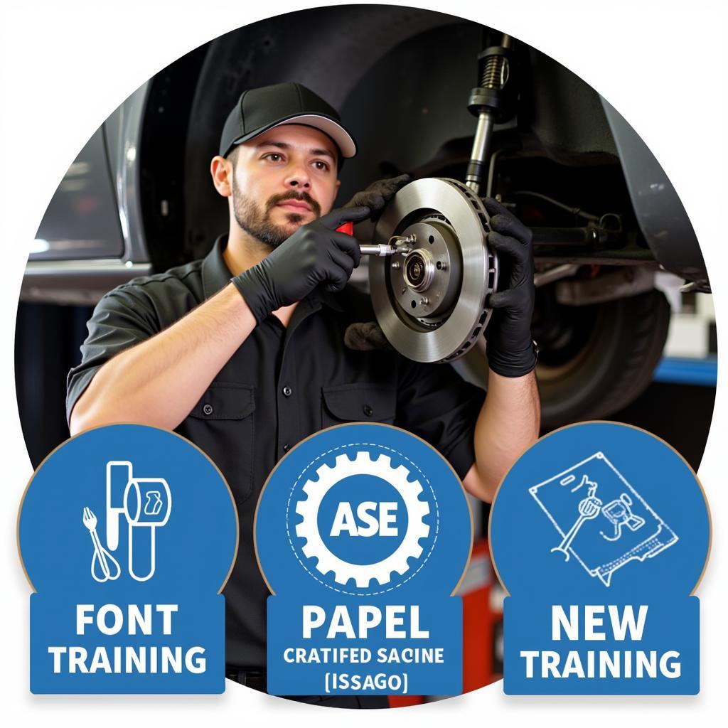 ASE Certified Technician Working on a Car's Brakes