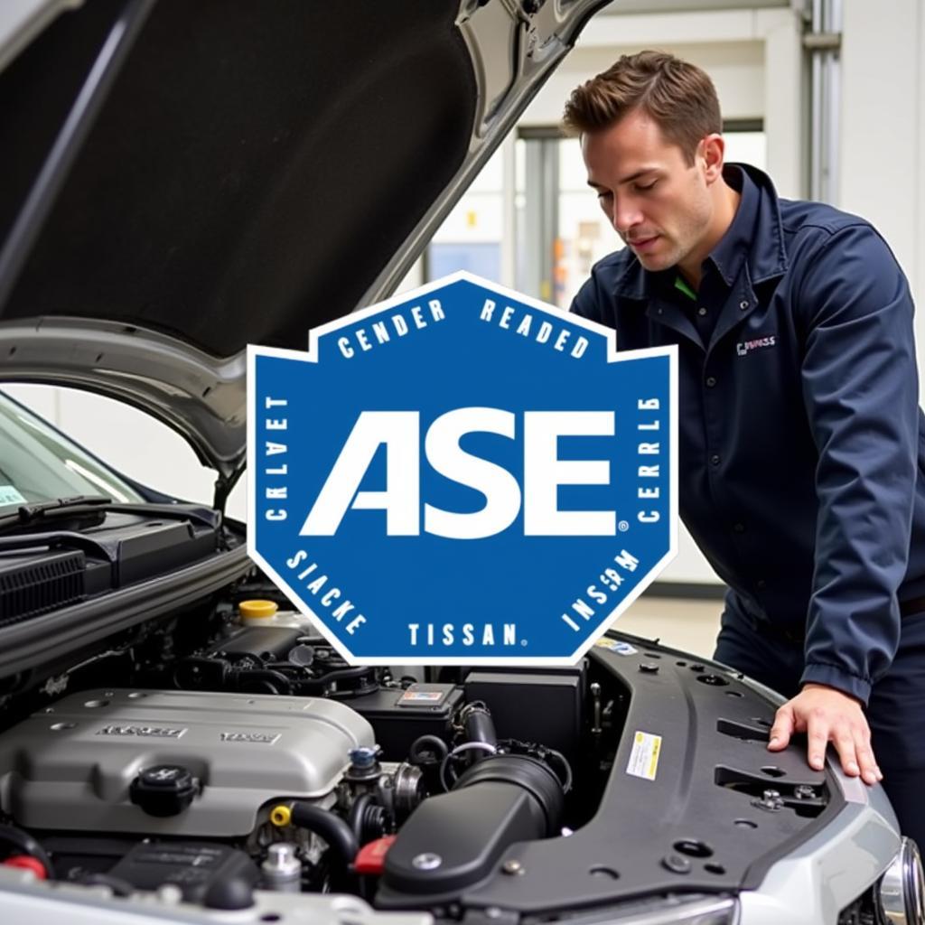 ASE Certified Technician Working on a Car