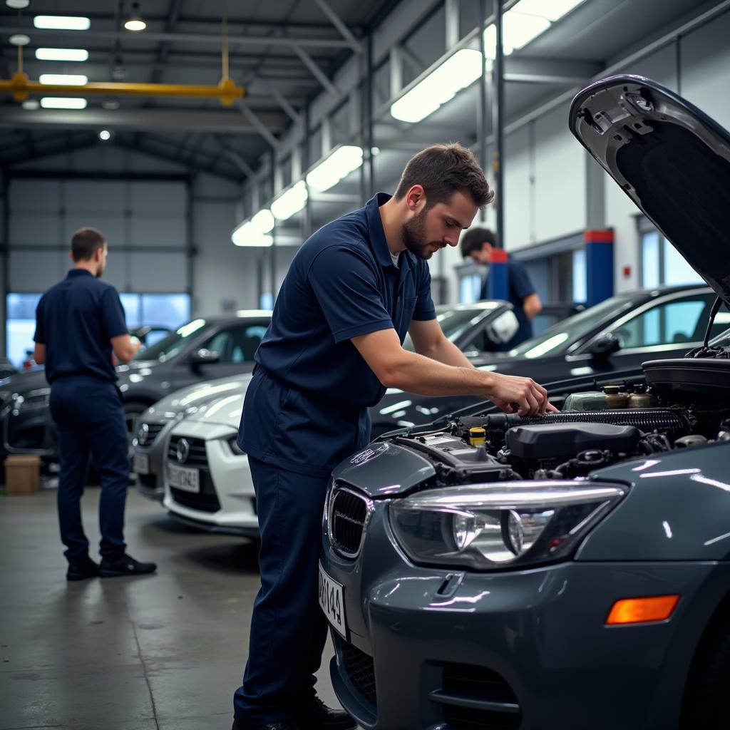 ASE Certified Technician Working on a Car