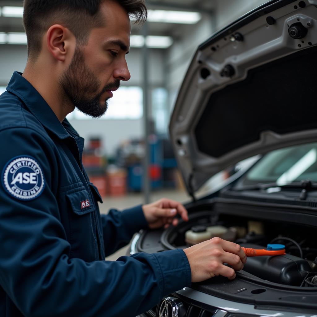 ASE Certified Technician at Work