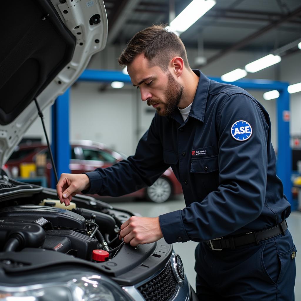 ASE Certified Technician at Work