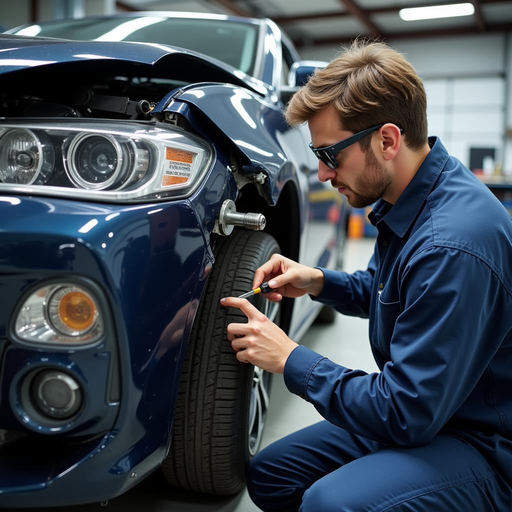 ASE Certified Technician Performing Auto Body Repair