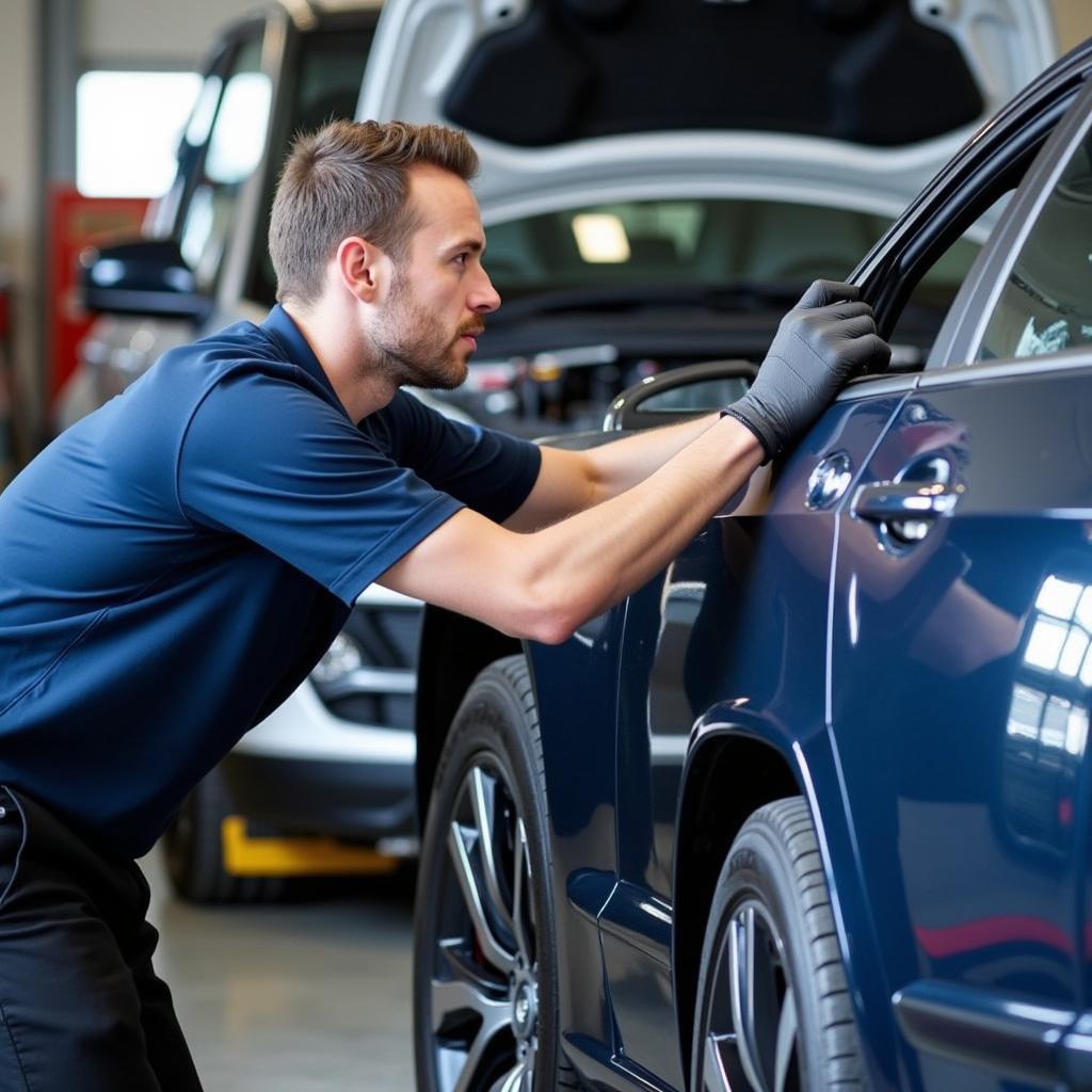 ASE Certified Technician Working on a Car