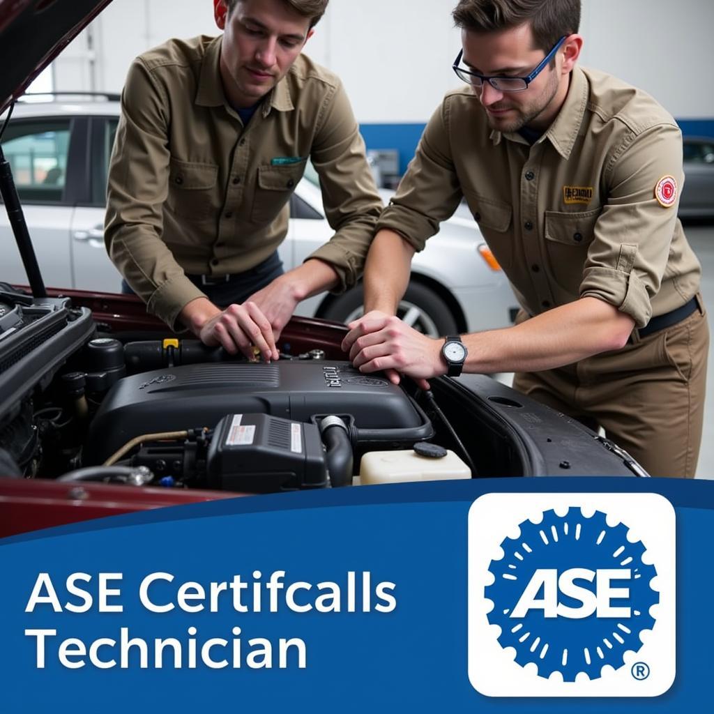 ASE Certified Technician Working on a Car